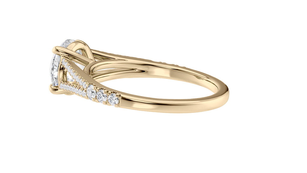 Round Solitaire Split Diamond Band Engagement Ring