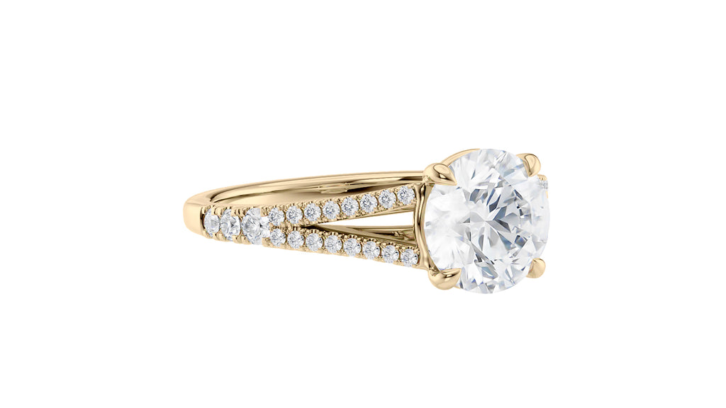 Round Solitaire Split Diamond Band Engagement Ring