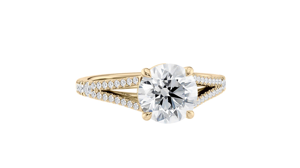 Round Solitaire Split Diamond Band Engagement Ring