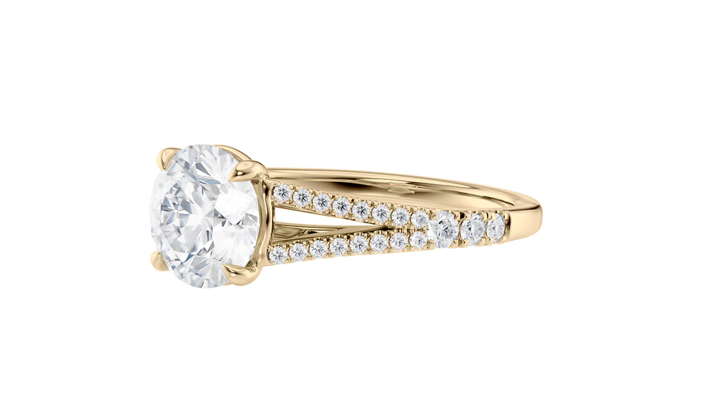 Round Solitaire Split Diamond Band Engagement Ring