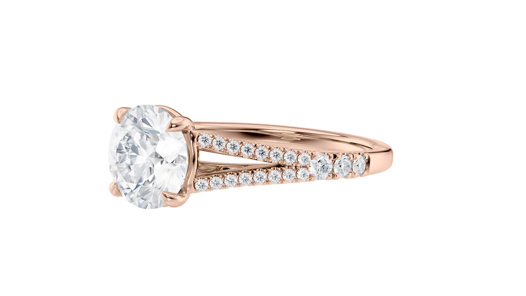 Round Solitaire Split Diamond Band Engagement Ring