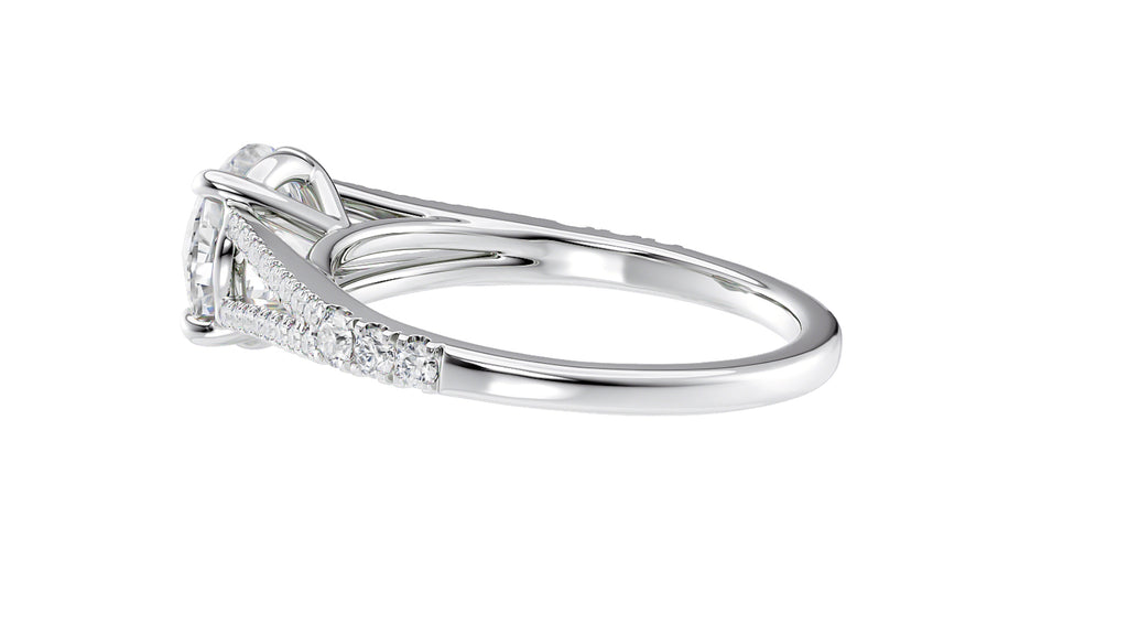 Round Solitaire Split Diamond Band Engagement Ring