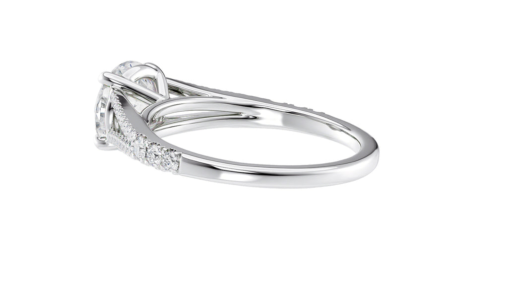 Round Solitaire Split Diamond Band Engagement Ring