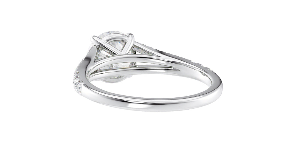 Round Solitaire Split Diamond Band Engagement Ring