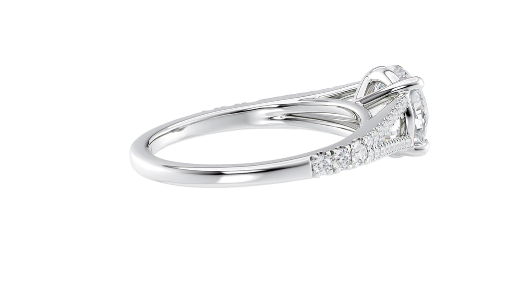 Round Solitaire Split Diamond Band Engagement Ring