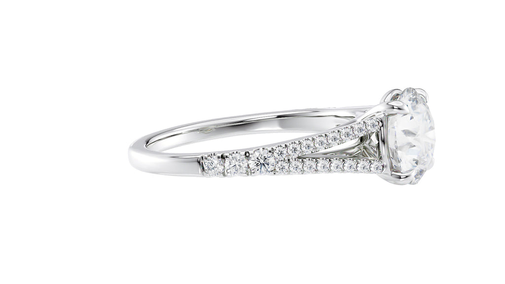 Round Solitaire Split Diamond Band Engagement Ring