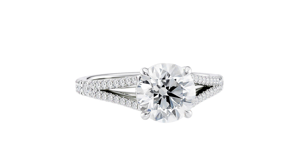 Round Solitaire Split Diamond Band Engagement Ring