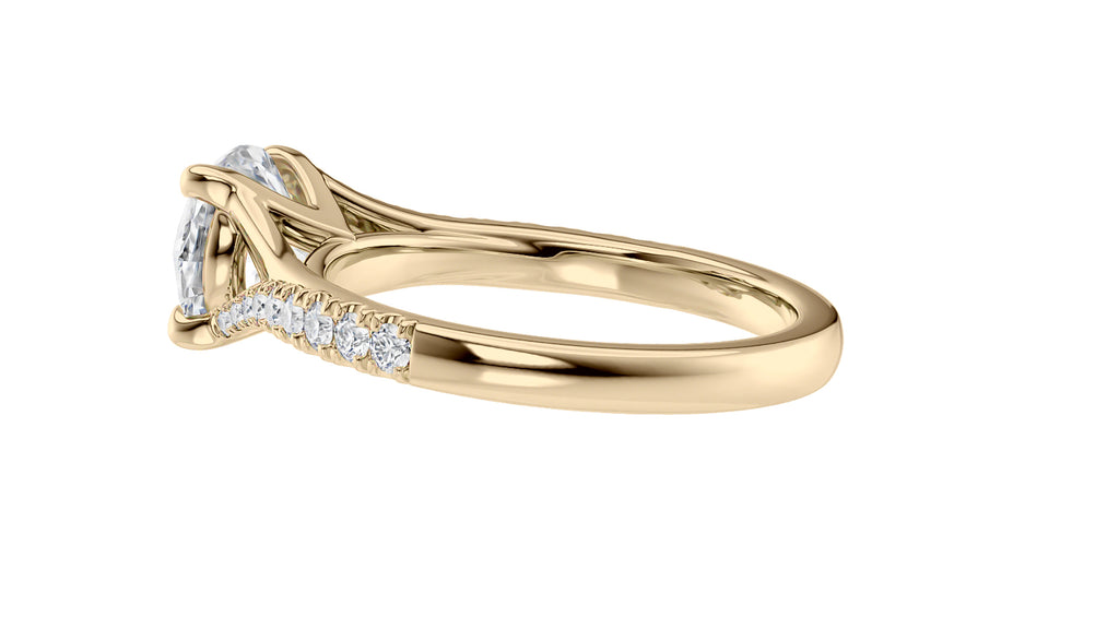 Round Solitaire Half Set Split Diamond Band Engagement Ring