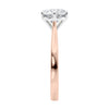 Six claw natural diamond classic engagement ring rose gold end view.