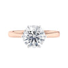 Six claw natural diamond classic engagement ring rose gold front view.