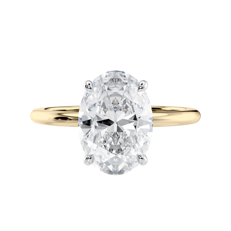Oval Solitaire Slim Band Diamond Engagement Ring Lab Grown McGuire Diamonds