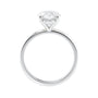 Laboratory grown oval diamond engagement ring slim band side view.