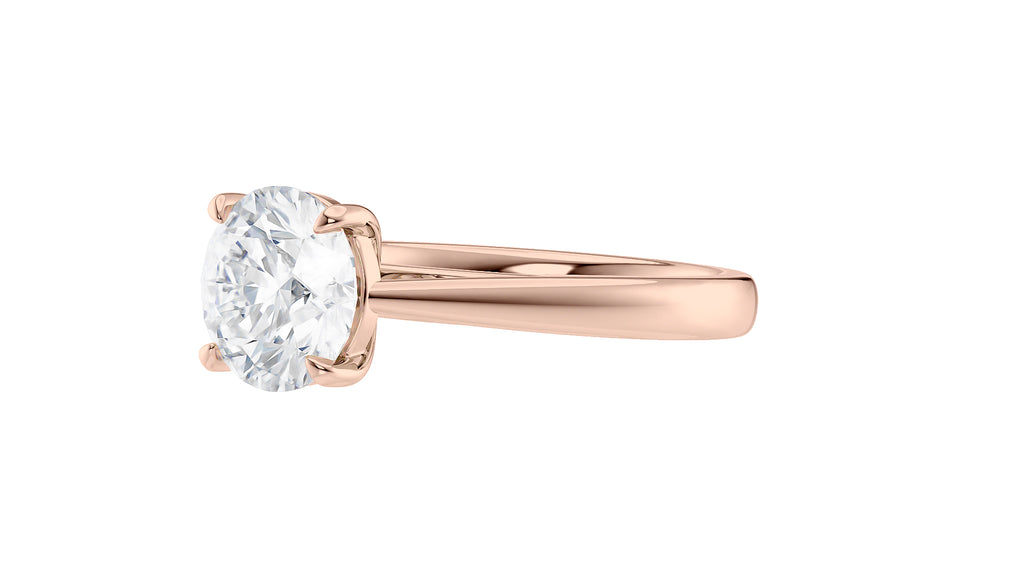 Round Solitaire Tapered Band Diamond Engagement Ring