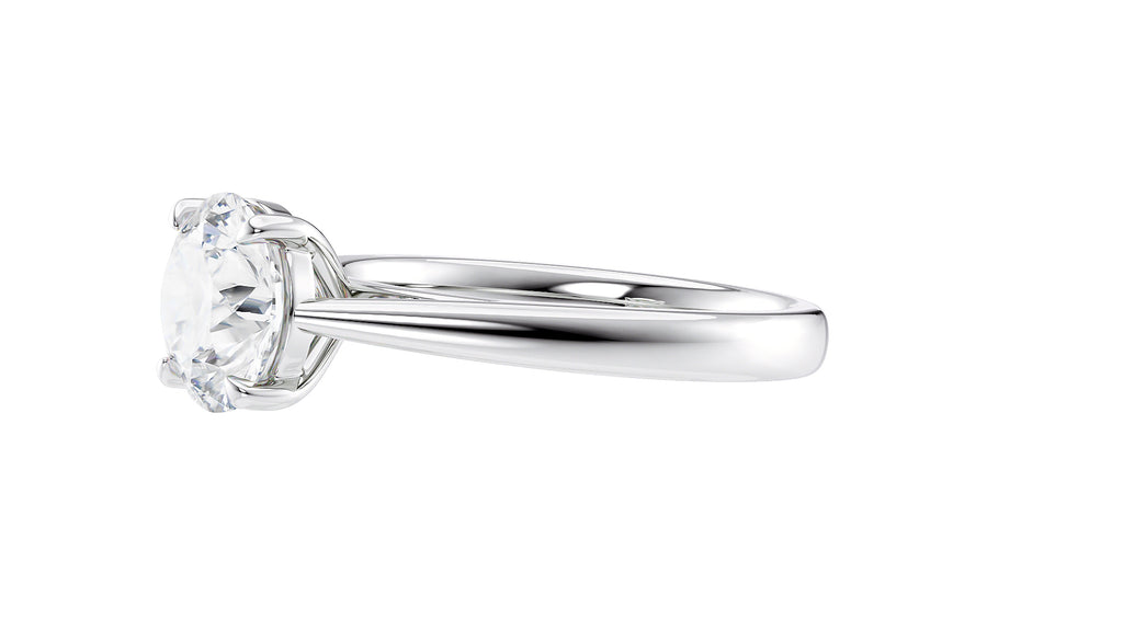 Round Solitaire Tapered Band Diamond Engagement Ring
