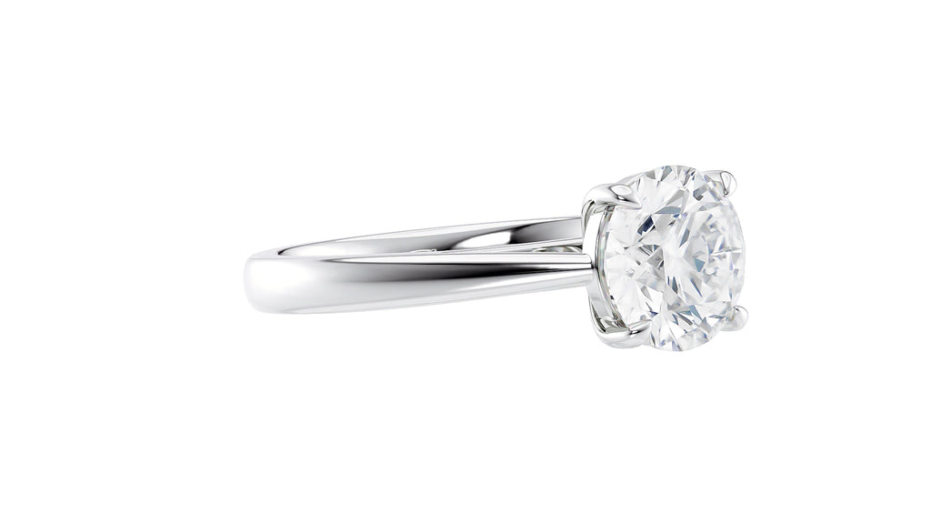Round Solitaire Tapered Band Diamond Engagement Ring