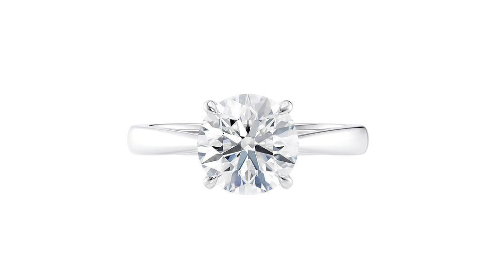 Round Solitaire Tapered Band Diamond Engagement Ring