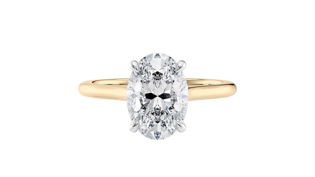 Oval Solitaire Very Thin Band Diamond Engagement Ring
