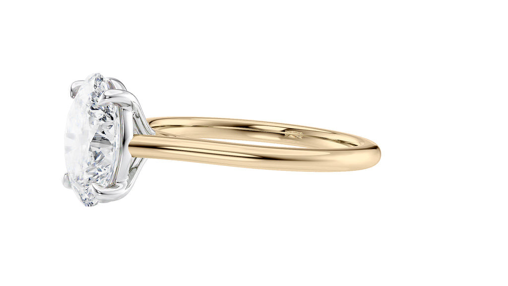 Oval Solitaire Very Thin Band Diamond Engagement Ring