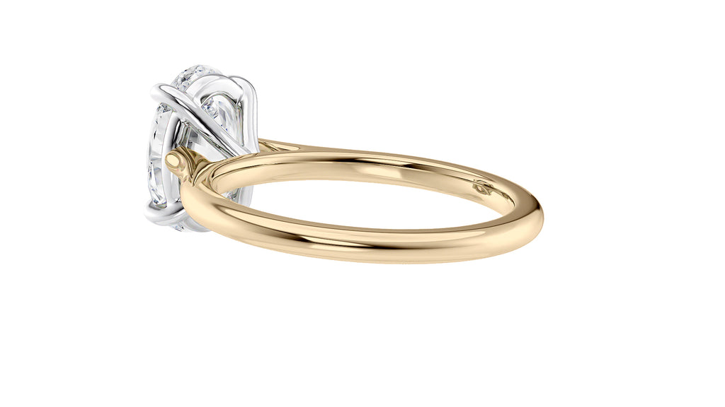 Oval Solitaire Very Thin Band Diamond Engagement Ring