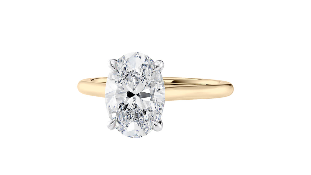 Oval Solitaire Very Thin Band Diamond Engagement Ring