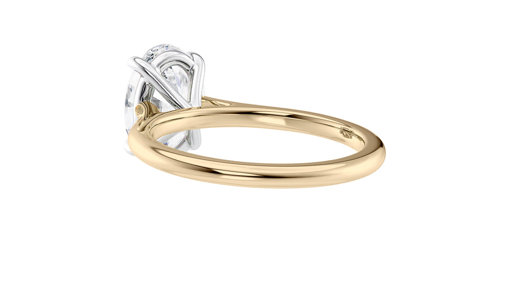 Oval Solitaire Very Thin Band Diamond Engagement Ring