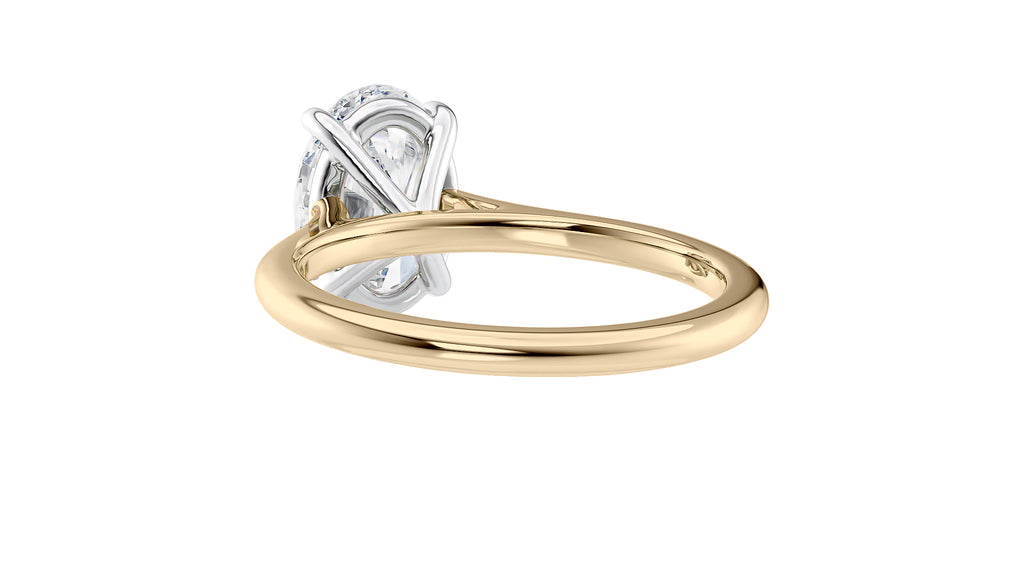 Oval Solitaire Very Thin Band Diamond Engagement Ring