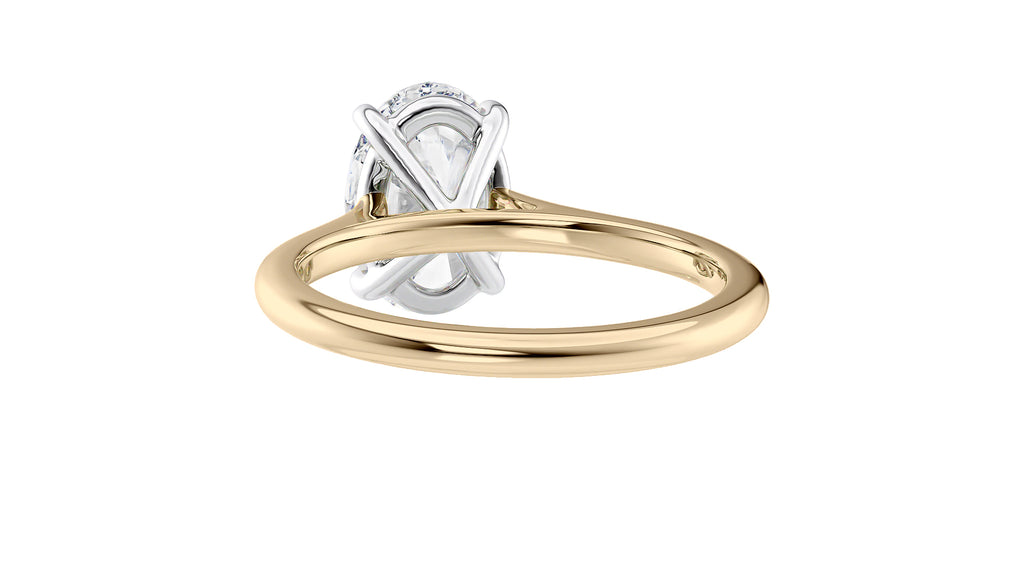Oval Solitaire Very Thin Band Diamond Engagement Ring