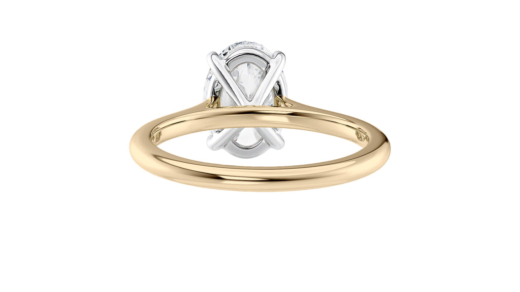 Oval Solitaire Very Thin Band Diamond Engagement Ring