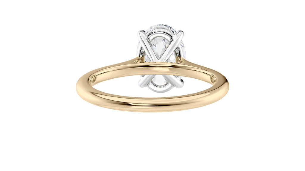 Oval Solitaire Very Thin Band Diamond Engagement Ring
