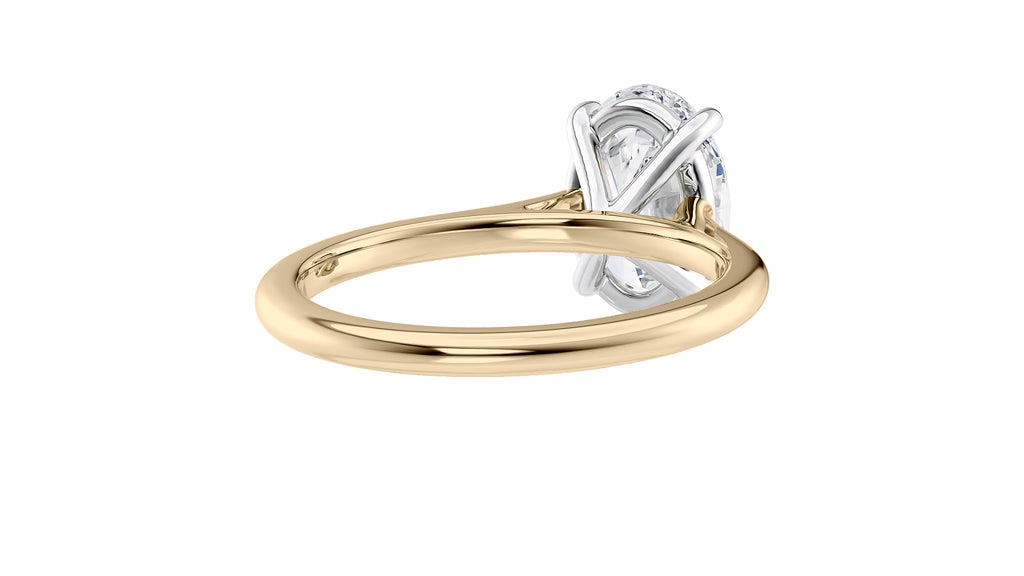 Oval Solitaire Very Thin Band Diamond Engagement Ring