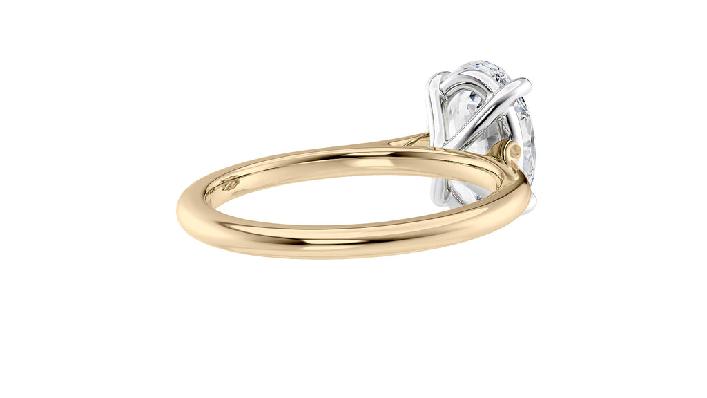 Oval Solitaire Very Thin Band Diamond Engagement Ring