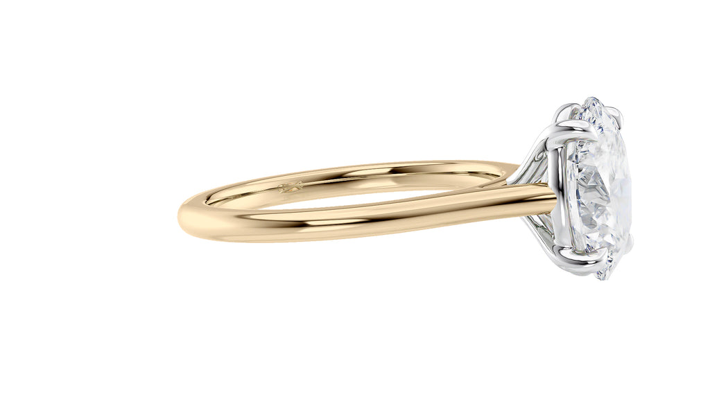 Oval Solitaire Very Thin Band Diamond Engagement Ring