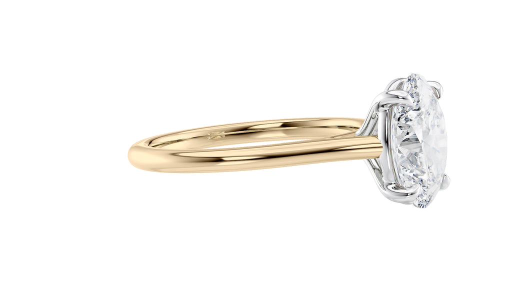Oval Solitaire Very Thin Band Diamond Engagement Ring