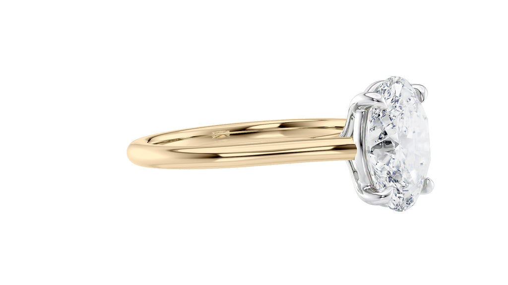 Oval Solitaire Very Thin Band Diamond Engagement Ring