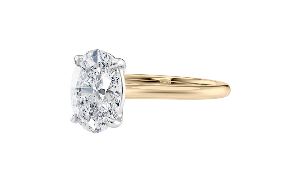 Oval Solitaire Very Thin Band Diamond Engagement Ring