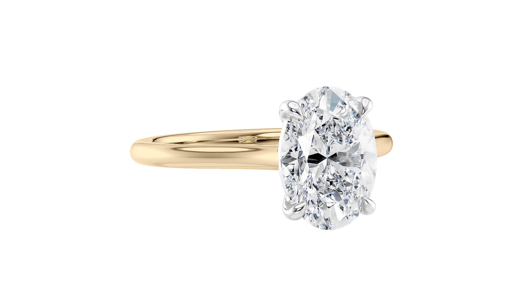 Oval Solitaire Very Thin Band Diamond Engagement Ring