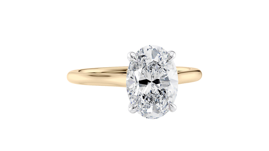 Oval Solitaire Very Thin Band Diamond Engagement Ring