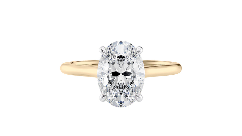 Oval Solitaire Very Thin Band Diamond Engagement Ring
