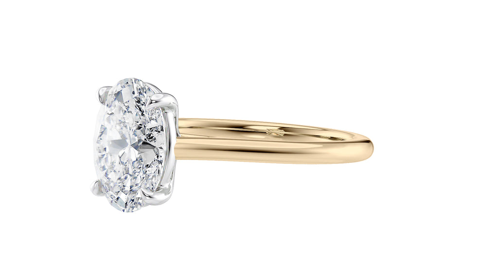 Oval Solitaire Very Thin Band Diamond Engagement Ring
