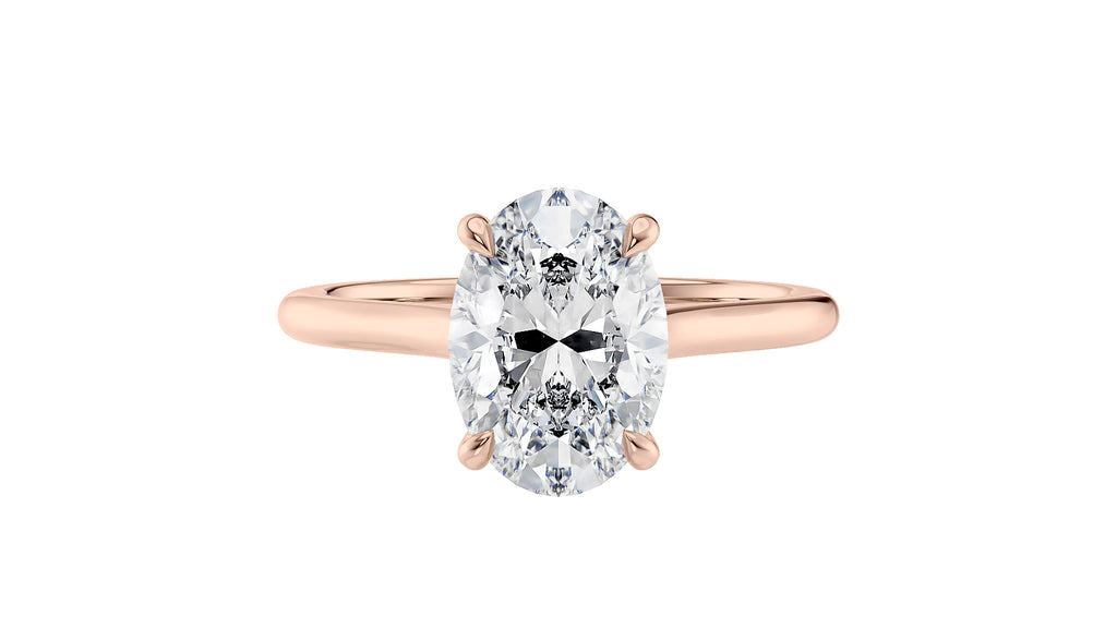 Oval Solitaire Very Thin Band Diamond Engagement Ring