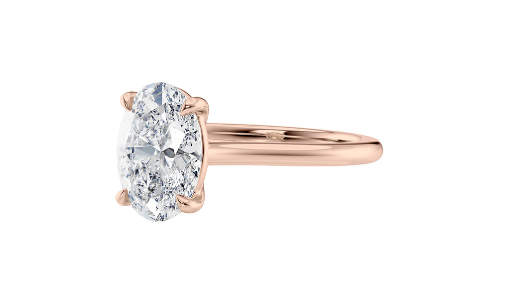 Oval Solitaire Very Thin Band Diamond Engagement Ring