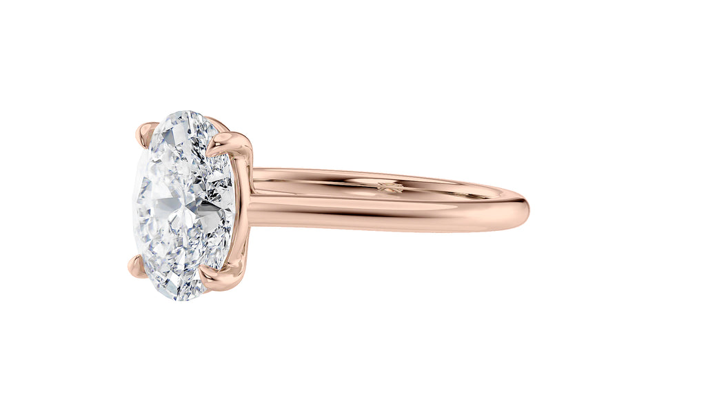 Oval Solitaire Very Thin Band Diamond Engagement Ring