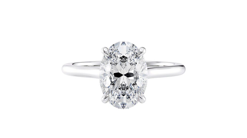 Oval Solitaire Very Thin Band Diamond Engagement Ring