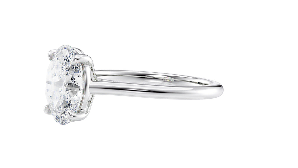 Oval Solitaire Very Thin Band Diamond Engagement Ring