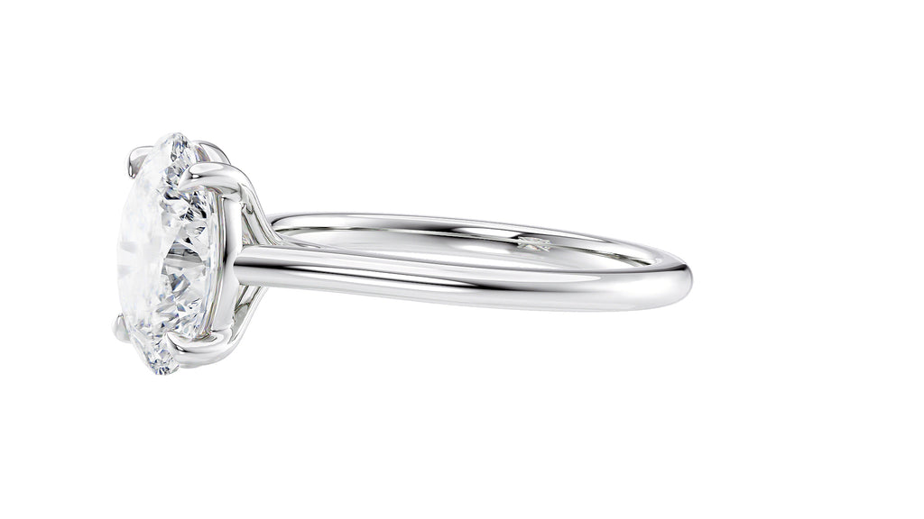 Oval Solitaire Very Thin Band Diamond Engagement Ring