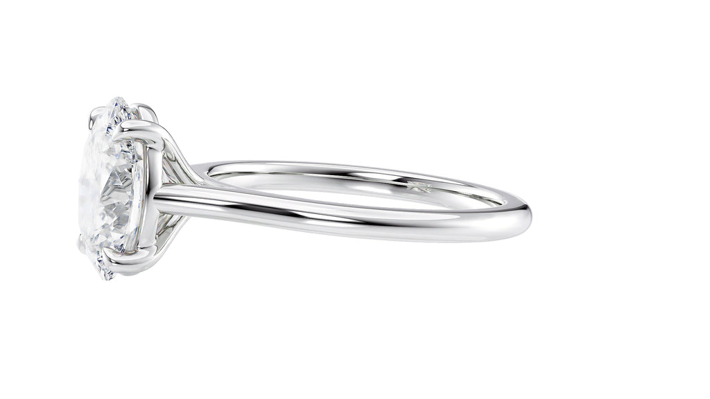 Oval Solitaire Very Thin Band Diamond Engagement Ring