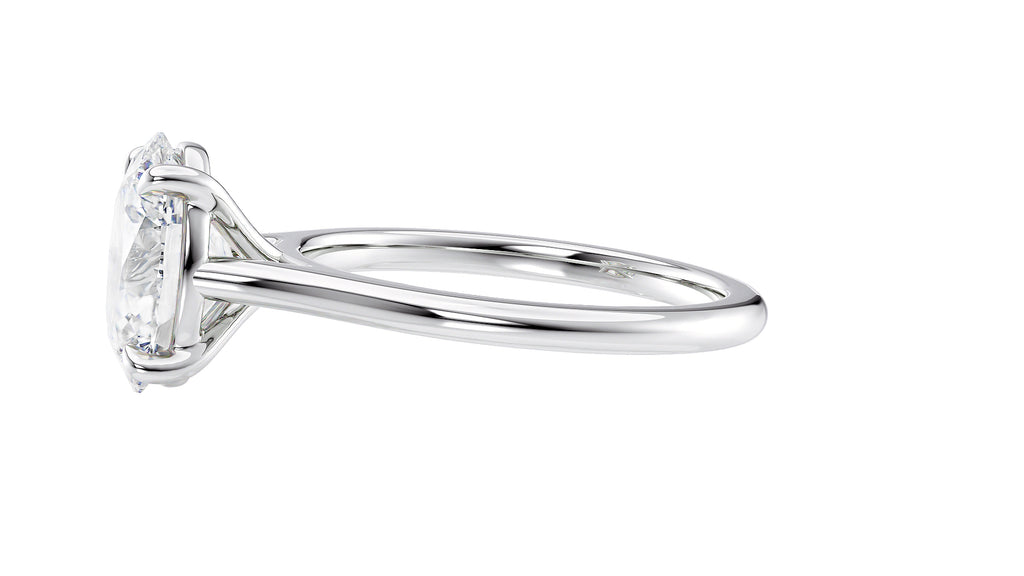 Oval Solitaire Very Thin Band Diamond Engagement Ring
