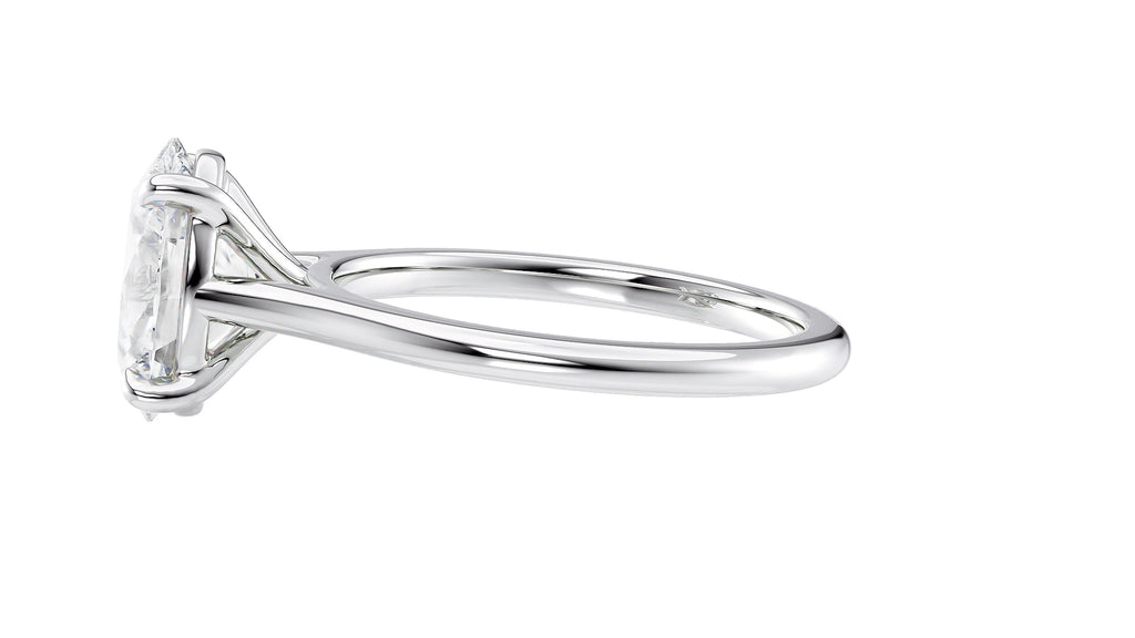 Oval Solitaire Very Thin Band Diamond Engagement Ring