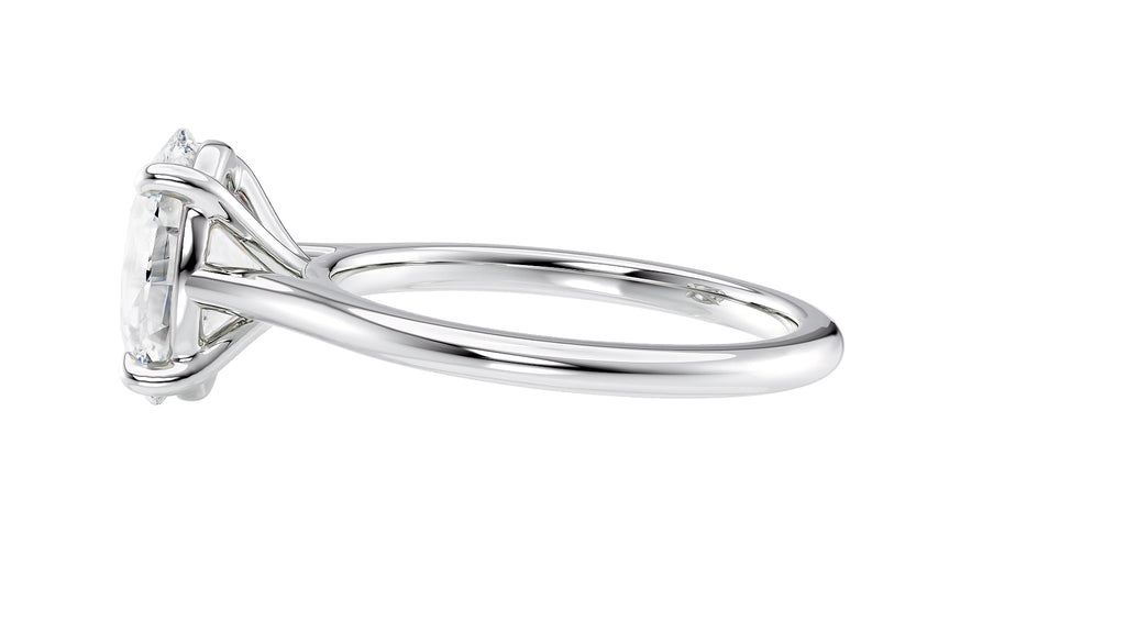 Oval Solitaire Very Thin Band Diamond Engagement Ring