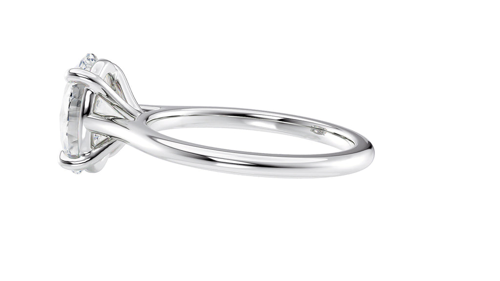 Oval Solitaire Very Thin Band Diamond Engagement Ring